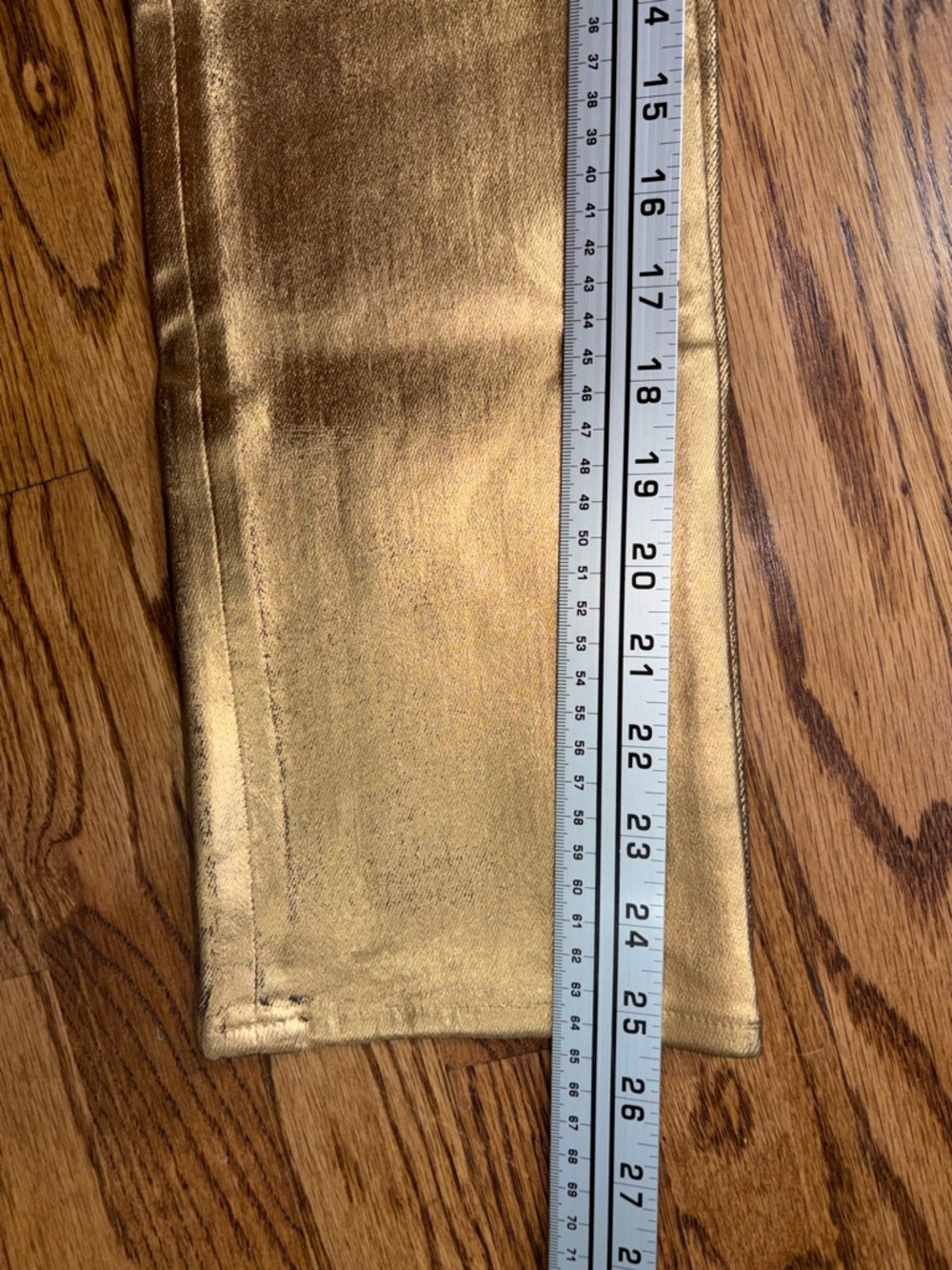 FRAME Le High Straight Gold Metallic Cropped High-rise Straight - Picture 8 of 11